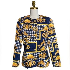 ANNE CRIMMINS  Women’sVintage 90s Paisley Print Long Sleeve Round Neck Blazer 10